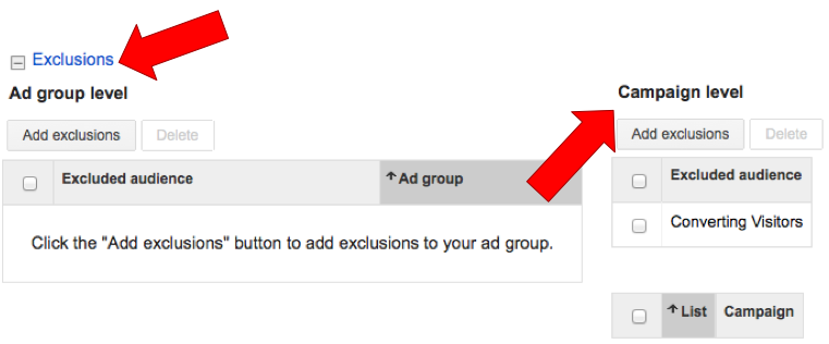 Remarketing Exclusion Lists