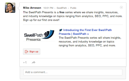 Example of a Google Plus Interactive Post