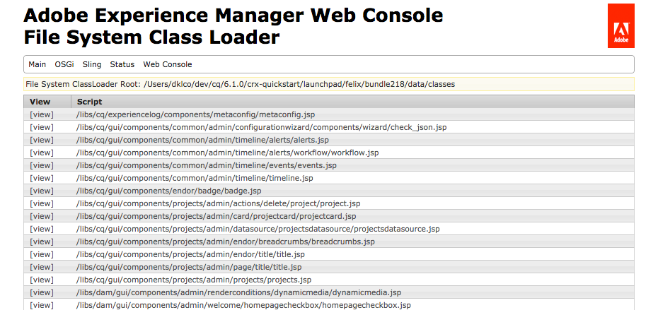 New in Apache Sling: FSClassLoader Console
